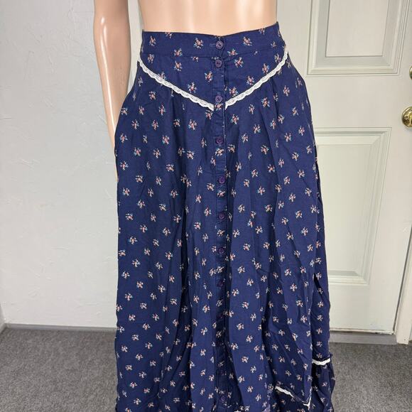 Vintage 70s Gunne Sax Womens Skirt 7 Floral Cottagecore Maxi Prairie Boho L3-7 - Picture 2 of 7